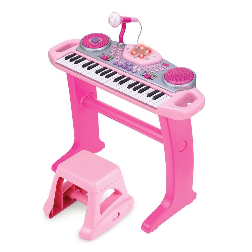 Keyboard til børn med skammel Pink