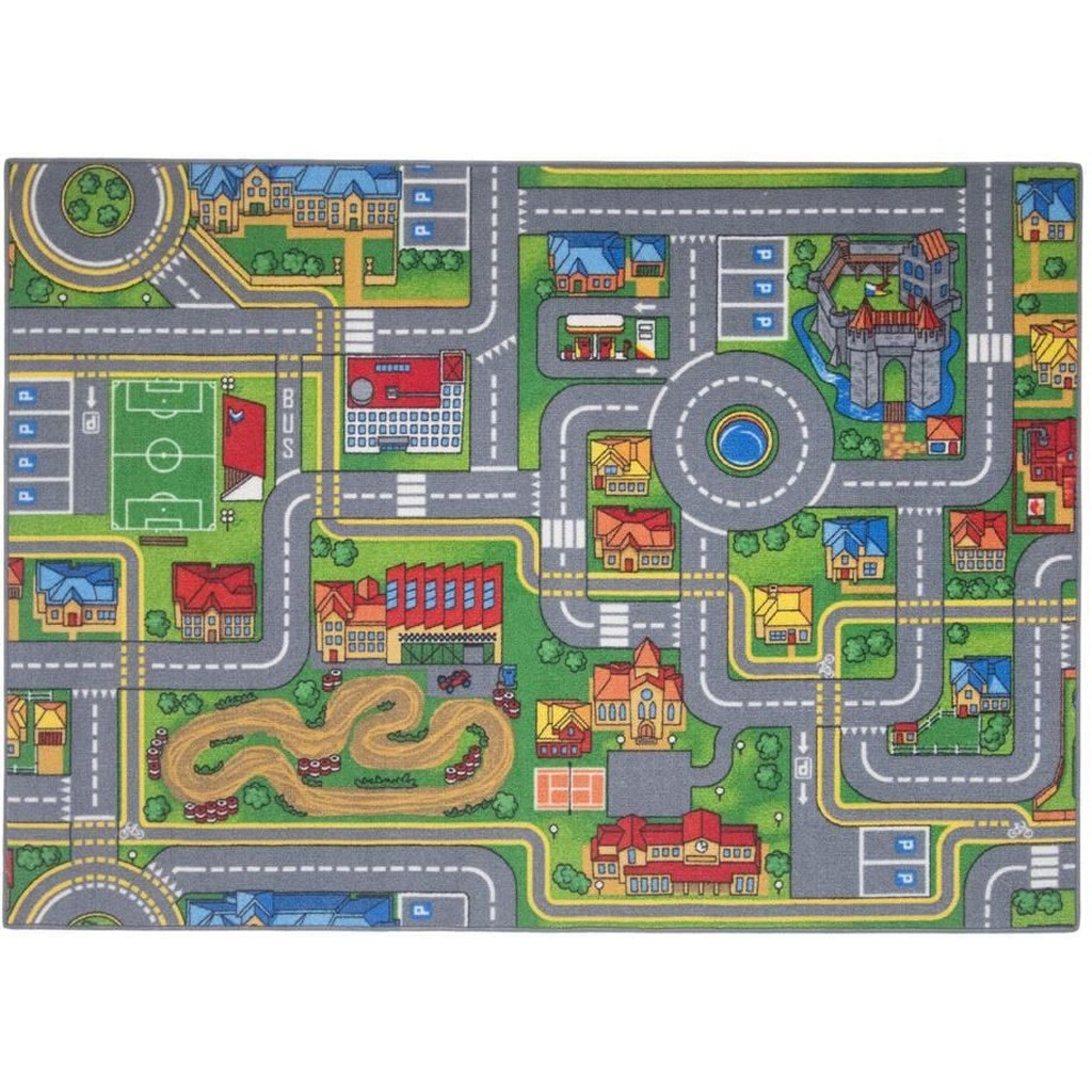 Gulvtæppe, Legetæppe Trafik-By 95x133 cm