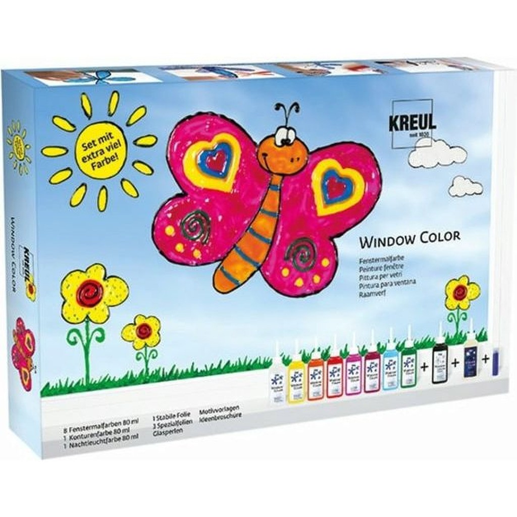 Stort sæt med vinduesmaling