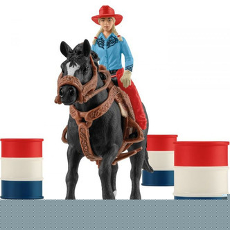 Barrel racing med cowgirl