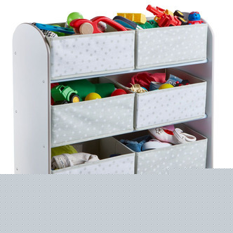 Hvid Klassik Reol m. 6 stof kurve