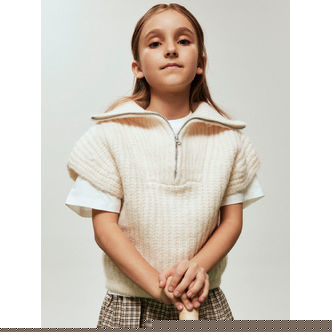 NAME IT Kort Strik Vest Tonka Cloud Dancer