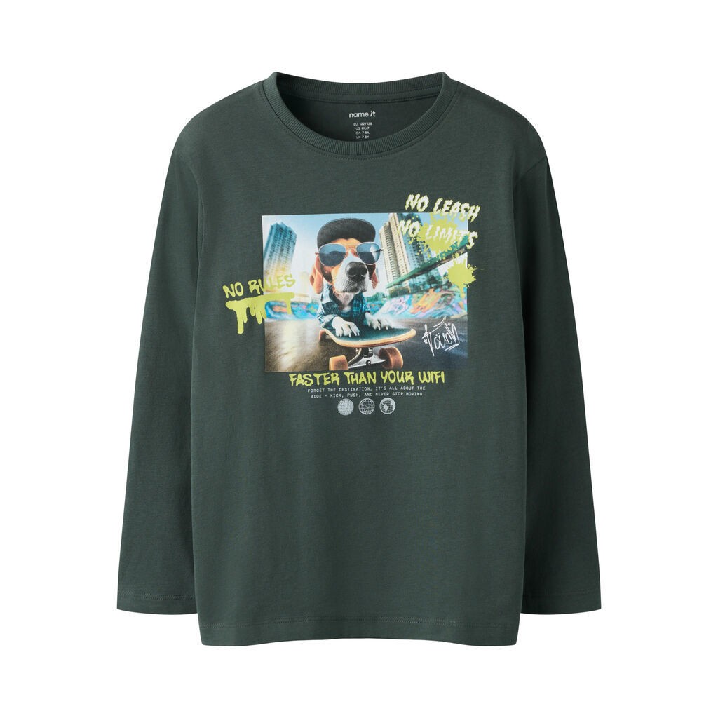 NAME IT Langærmet Bluse Voto Urban Chic Skater Dog