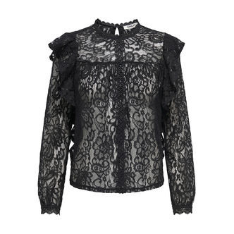 ONLY Blonde Bluse Karo Lace Black