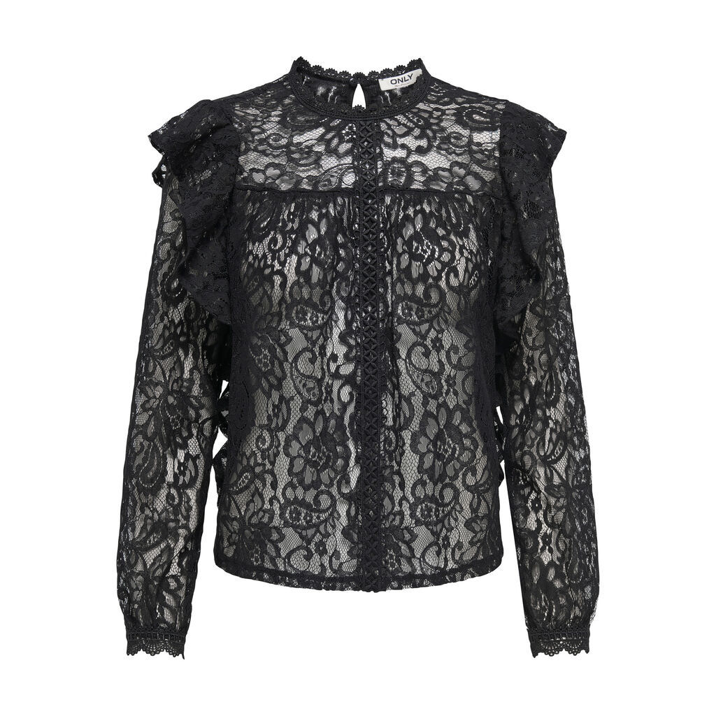 ONLY Blonde Bluse Karo Lace Black