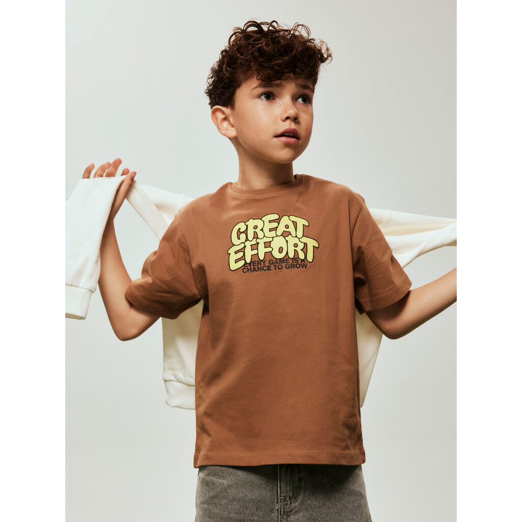 NAME IT T-shirt Theo Toasted Coconut