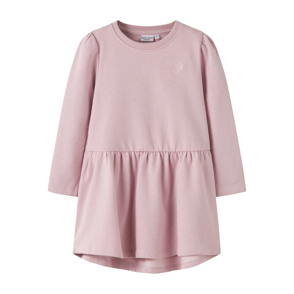 NAME IT Kjole Vima Burnished Lilac Heart Embroidery