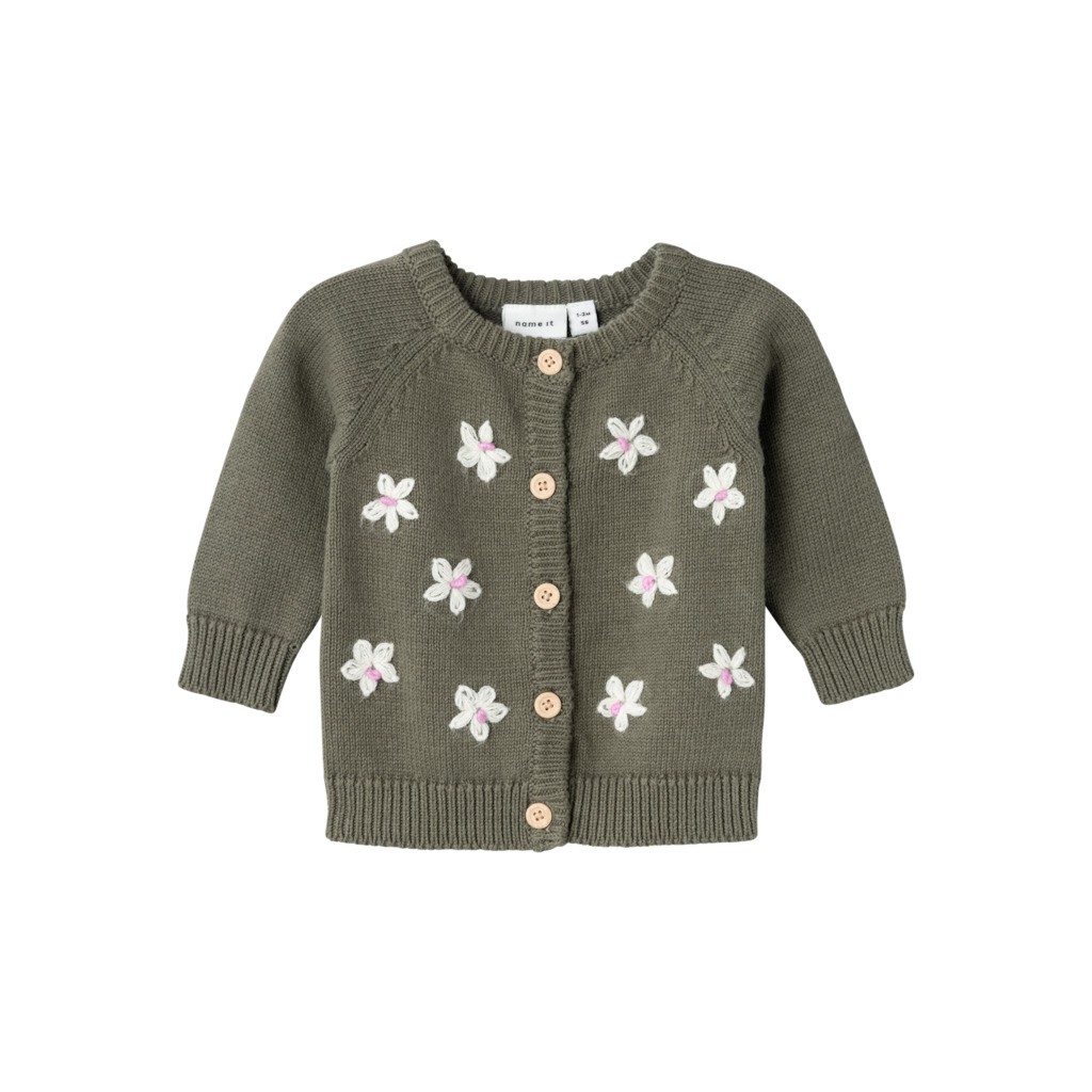 NAME IT Strik Cardigan Neflow Mulled Basil