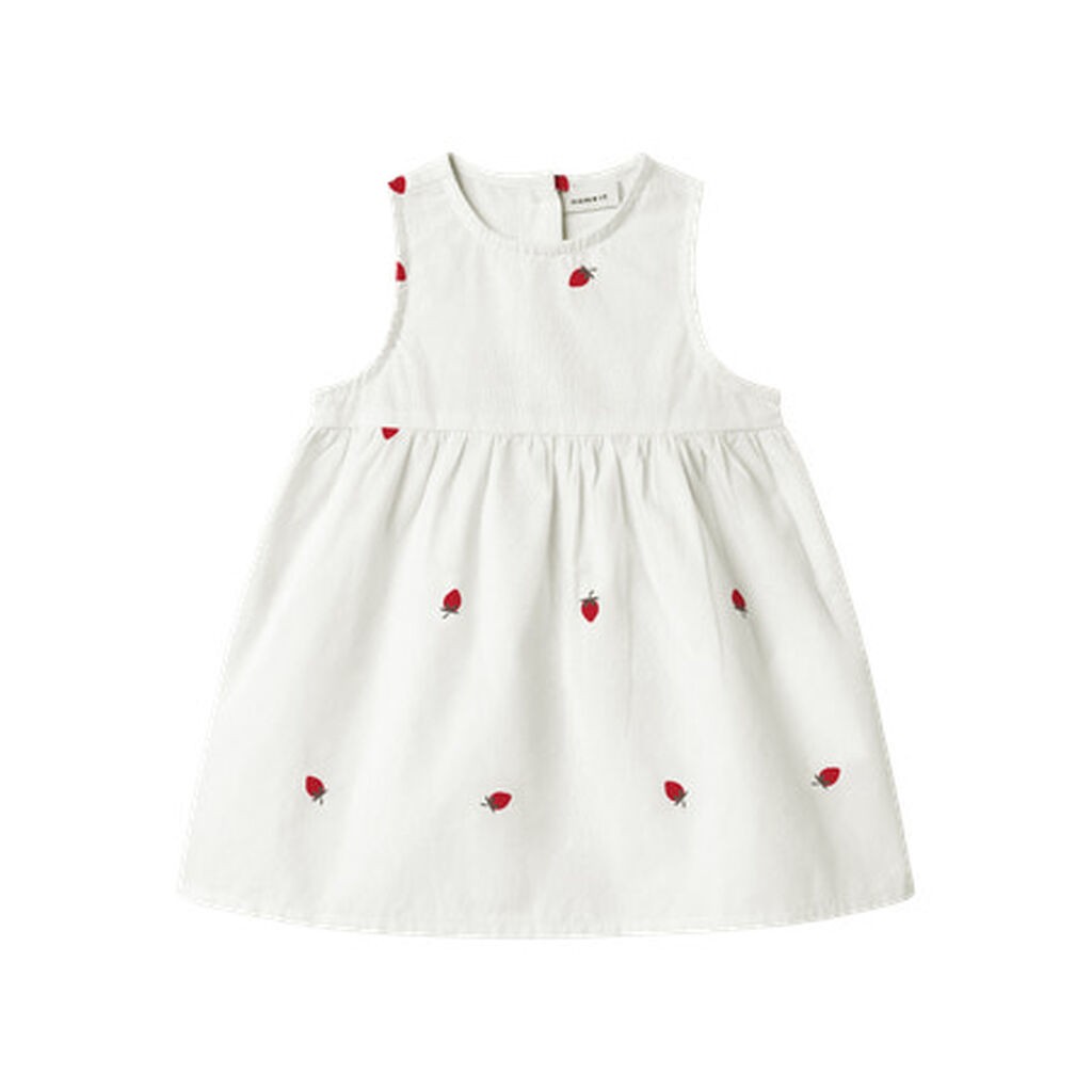 NAME IT Spencer Kjole Derilla Bright White Stawberry