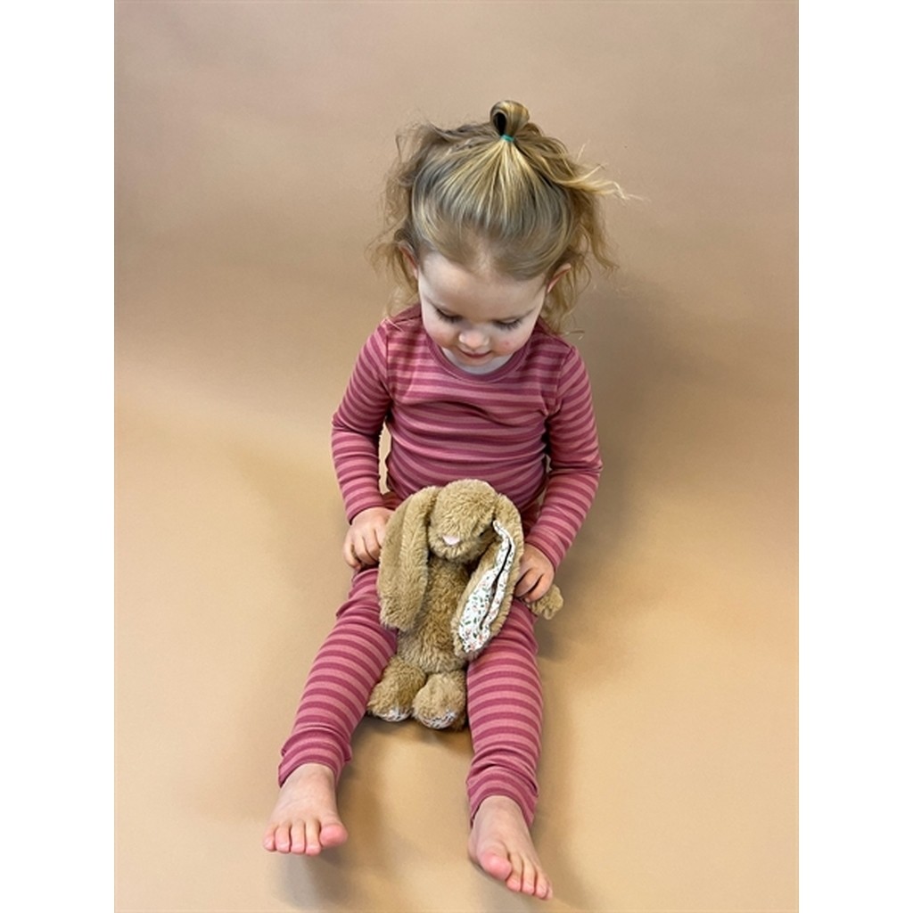 BIRKHOLM Stribet Rib Bluse Rabarber Rosa & Baby Lyserød