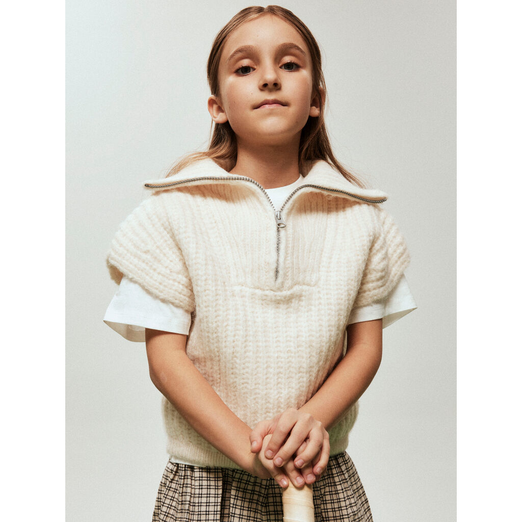 NAME IT Kort Strik Vest Tonka Cloud Dancer