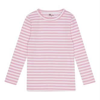 BIRKHOLM Stribet Rib Bluse Perfekt Hvid & Baby Lyserød