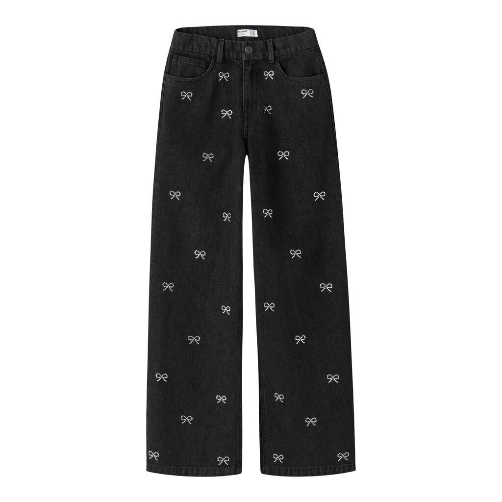NAME IT Rhinsten Wide Jeans Rose Dark Grey Denim