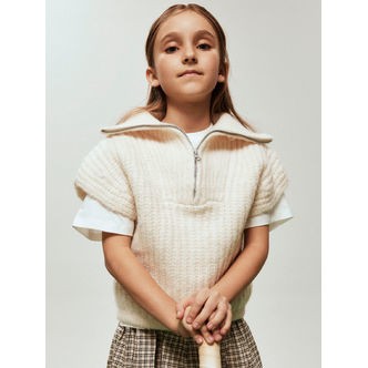 NAME IT Kort Strik Vest Tonka Cloud Dancer