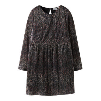 NAME IT Langærmet Kjole Risaring Seal Brown Leo