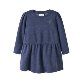 NAME IT Kjole Vima Blueprint Heart Embroidery