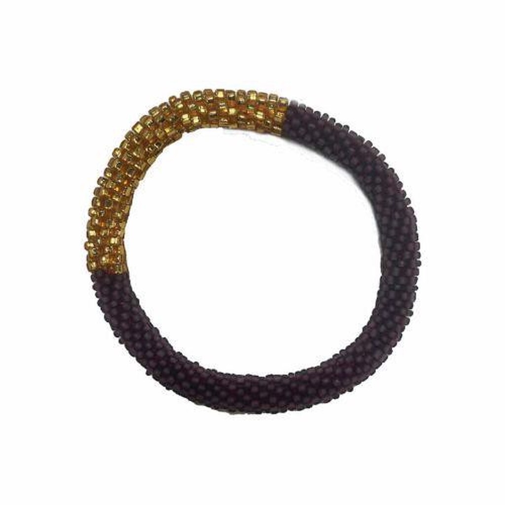LÃ MOSCH - Nepal Perle Armbånd, Guld/Lilla