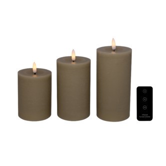 Cozzy bloklys, 3D flamme, sand, 3 pak inkl. fjernbetjening