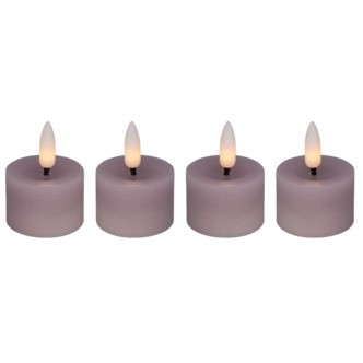 Cozzy fyrfadslys i stearin, 3D flamme, rosa, (bruges med fjernbetjening), 4 stk