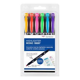 Tombow Overstregningspen MONO Edge Sæt, ass. farver, 6 stk, dobbeltspids