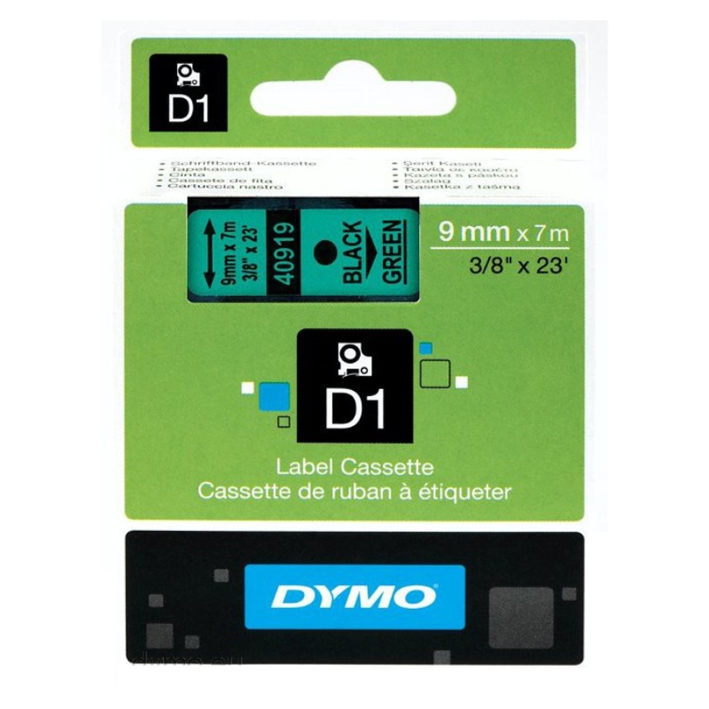 Dymo Tape D1 9mmx7m sort/grøn
