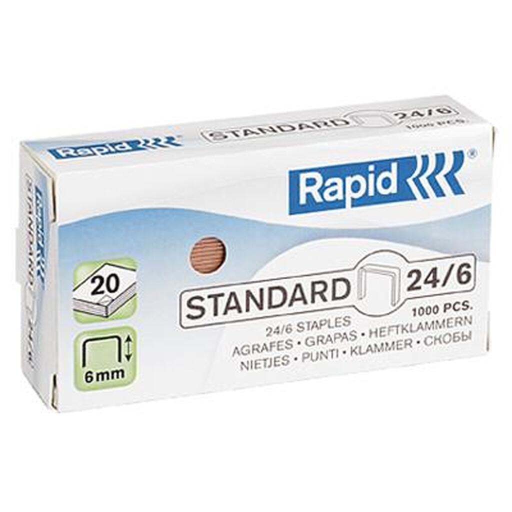 Rapid Hæfteklammer 24/6 1M CU Standard _sk/20000 stk