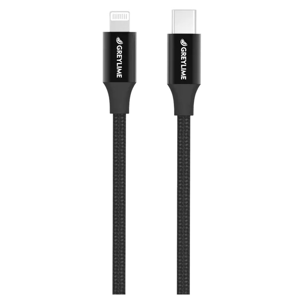 GreyLime Braided USB-C - lightning kabel, sort, 1 m