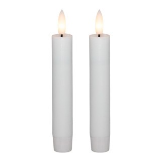 Cozzy kronelys, 3D flamme, 15 cm, hvid, 2 stk. m. timer