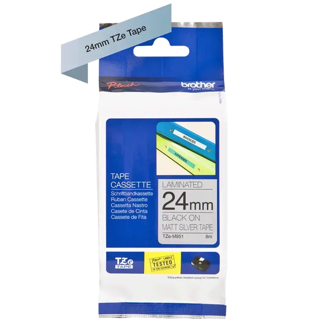 Brother TZe tape 24 mm x 8 m black / silver mat