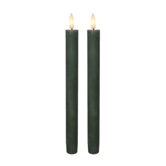 Cozzy kronelys, 3D flamme, 22,2 cm, grøn, 2 stk (bruges med fjernbetjening)