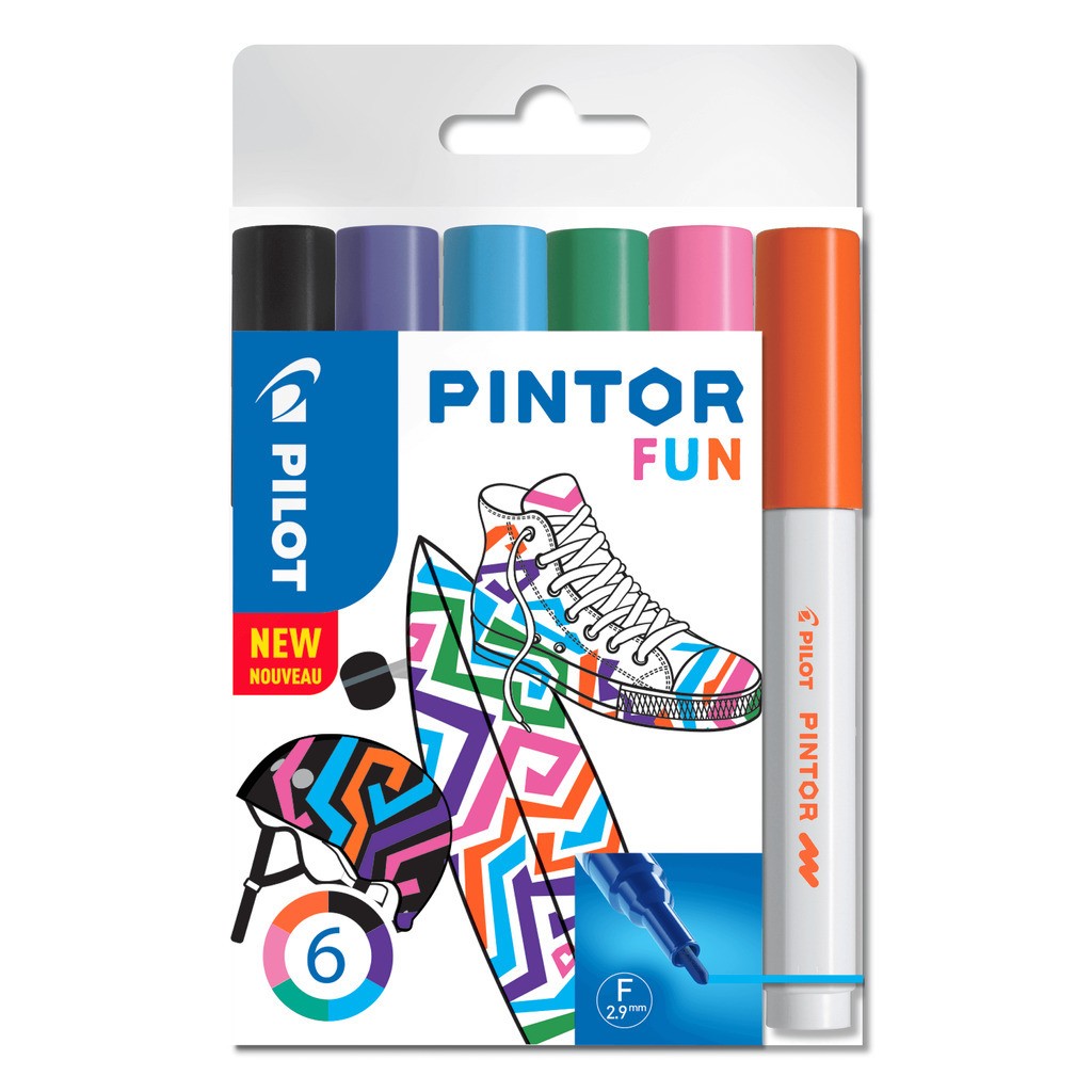 Pilot Marker Pintor Fine Fun Mix 1,0 DIY-pen, 6 stk, Ass. farver