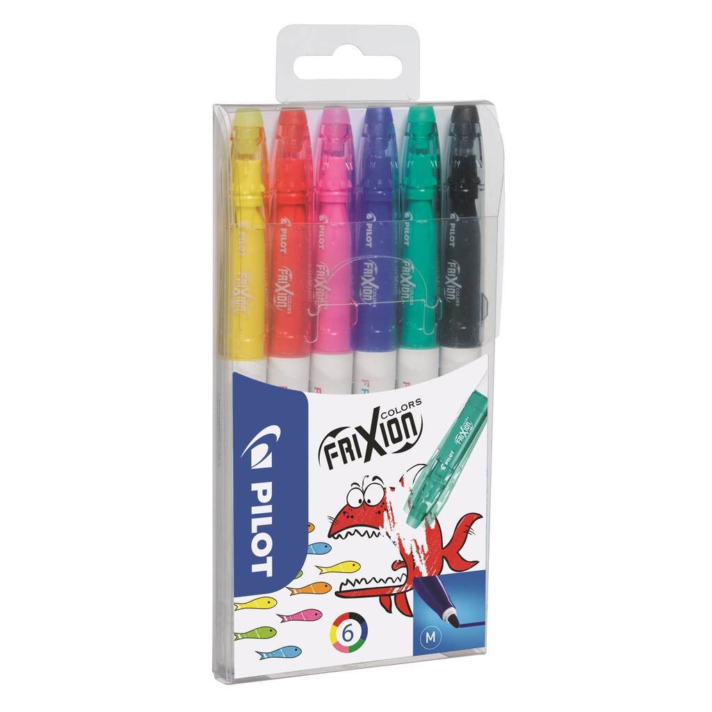 Pilot Frixion Colors 0,7 Udviskbar Kuglepen, 6 stk, Ass. farver