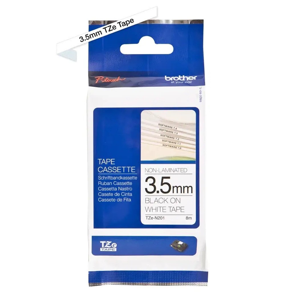 Brother TZe tape 3,5 mm x 8 m non laminated black / white