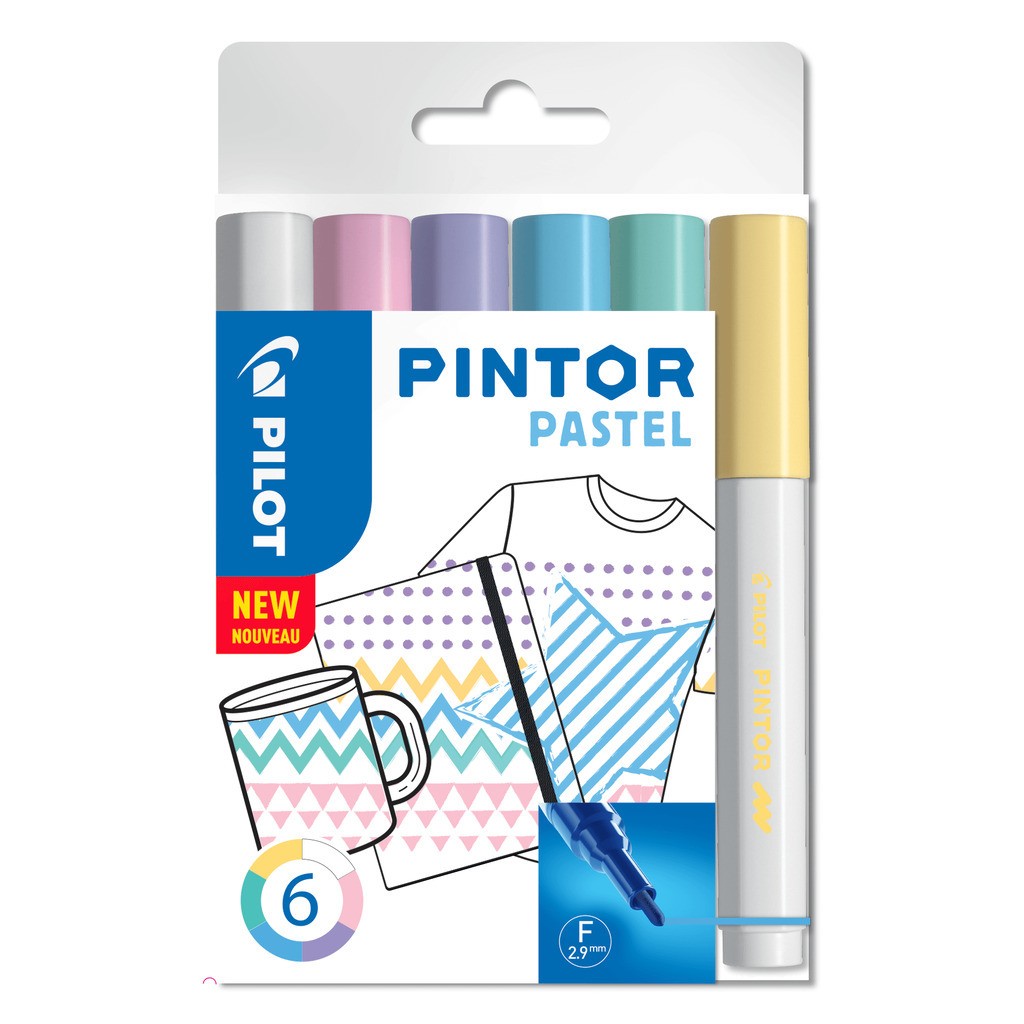 Pilot Marker Pintor Fine Pastel Mix 1,0 DIY-pen, 6 stk, Ass. Farver