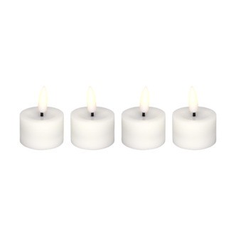 Cozzy fyrfadslys i stearin, 3D flamme, hvid, (bruges med fjernbetjening), 4 stk