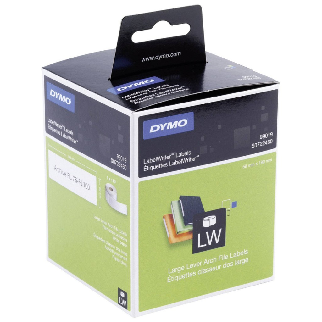 Dymo Labels t/brevordner 59x190mm hvid