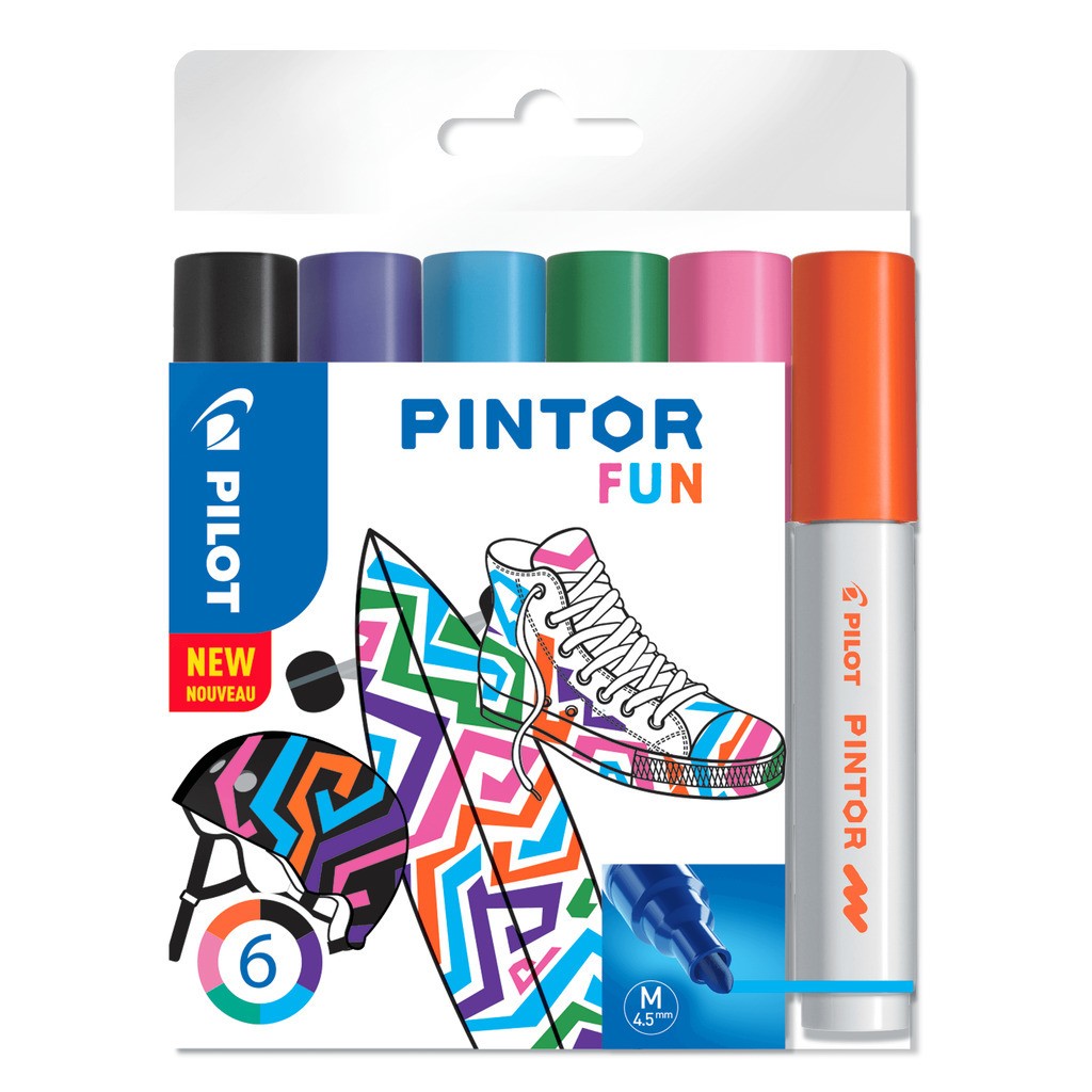 Pilot Marker Pintor Medium Fun Mix 1,4 DIY-pen, 6 stk, Ass. Farver