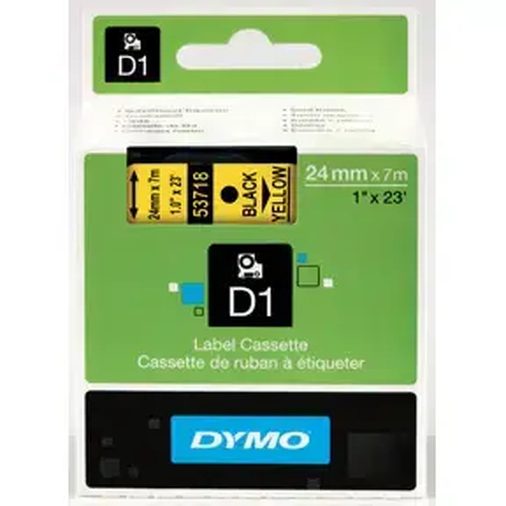 Dymo Tape D1 24mmx7m Sort/Gul