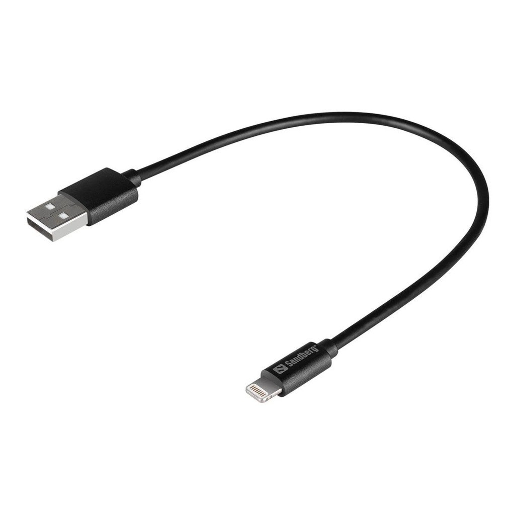 Sandberg USB>Lightning MFI 0.2m, Sort