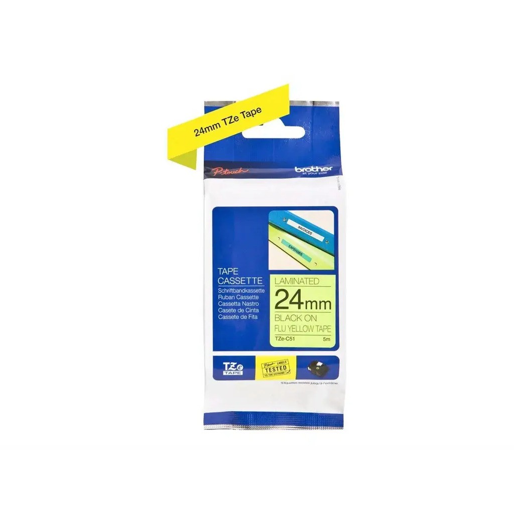 Brother TZe tape 24 mm x 8 m black / neon yellow