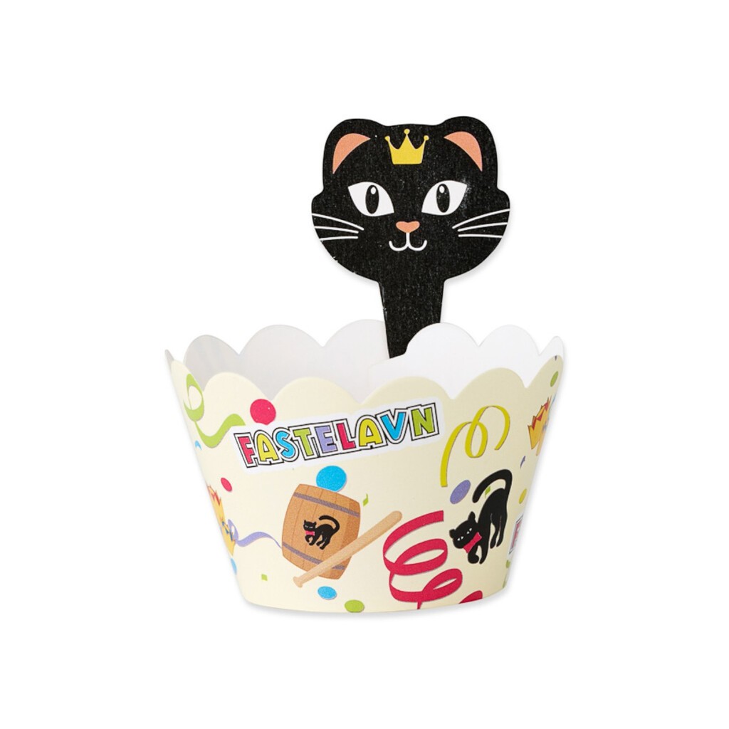 Fastelavn cupcake wrapper, 8 stk.