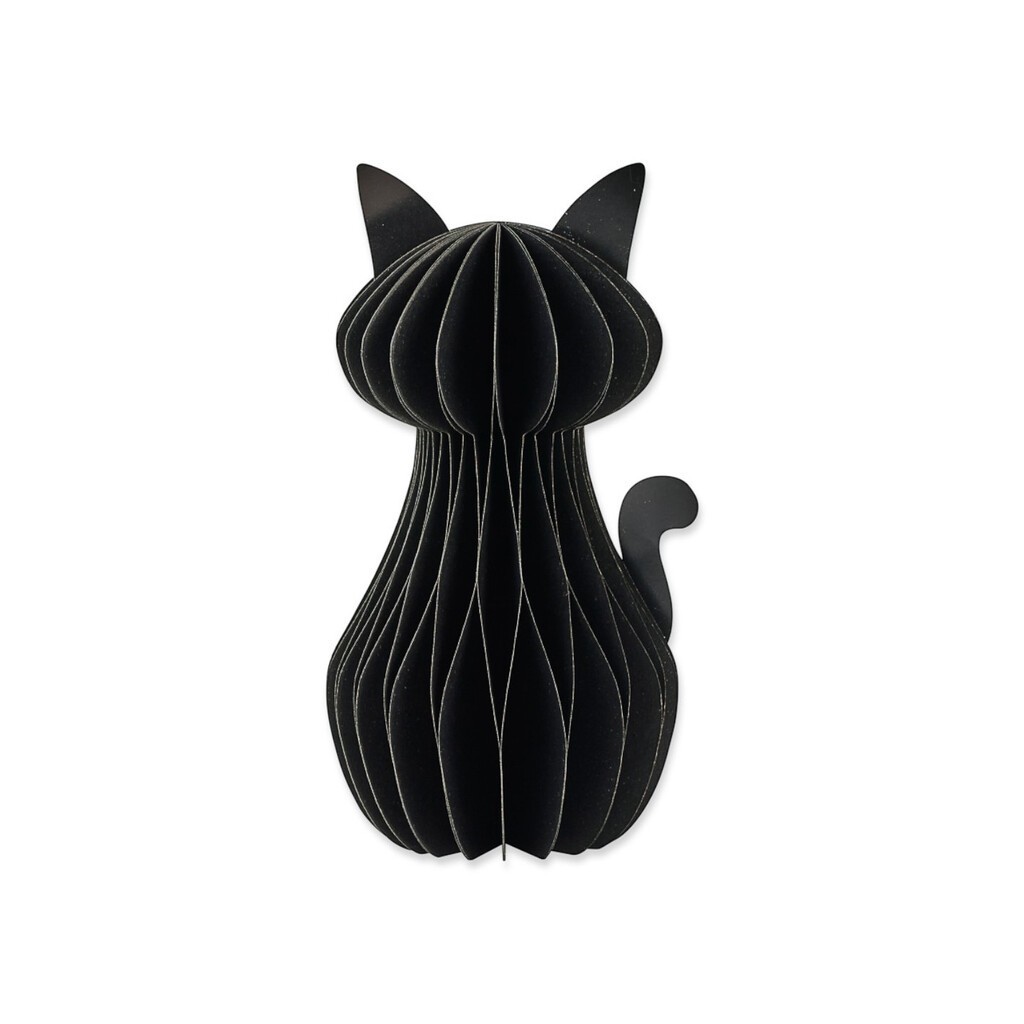Sort fastelavns kat, honeycomb, 20 cm. (bred model)
