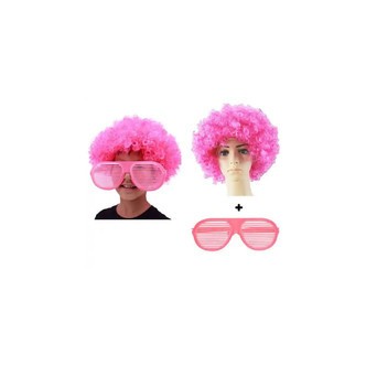 Neon afroparyk med briller, Pink