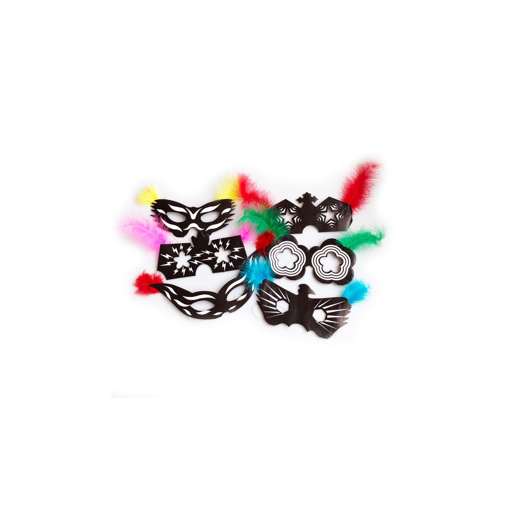 Halvmasker med fjer, 6 stk.