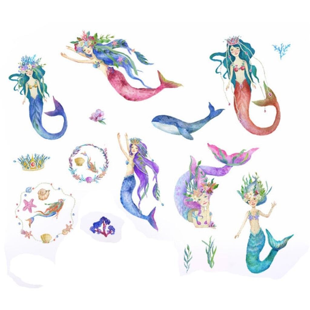 Wallsticker med en masser af havfruer.
