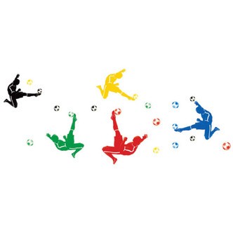 Fodbold wallsticker. Saksespark i flotte farver. 90x60cm.