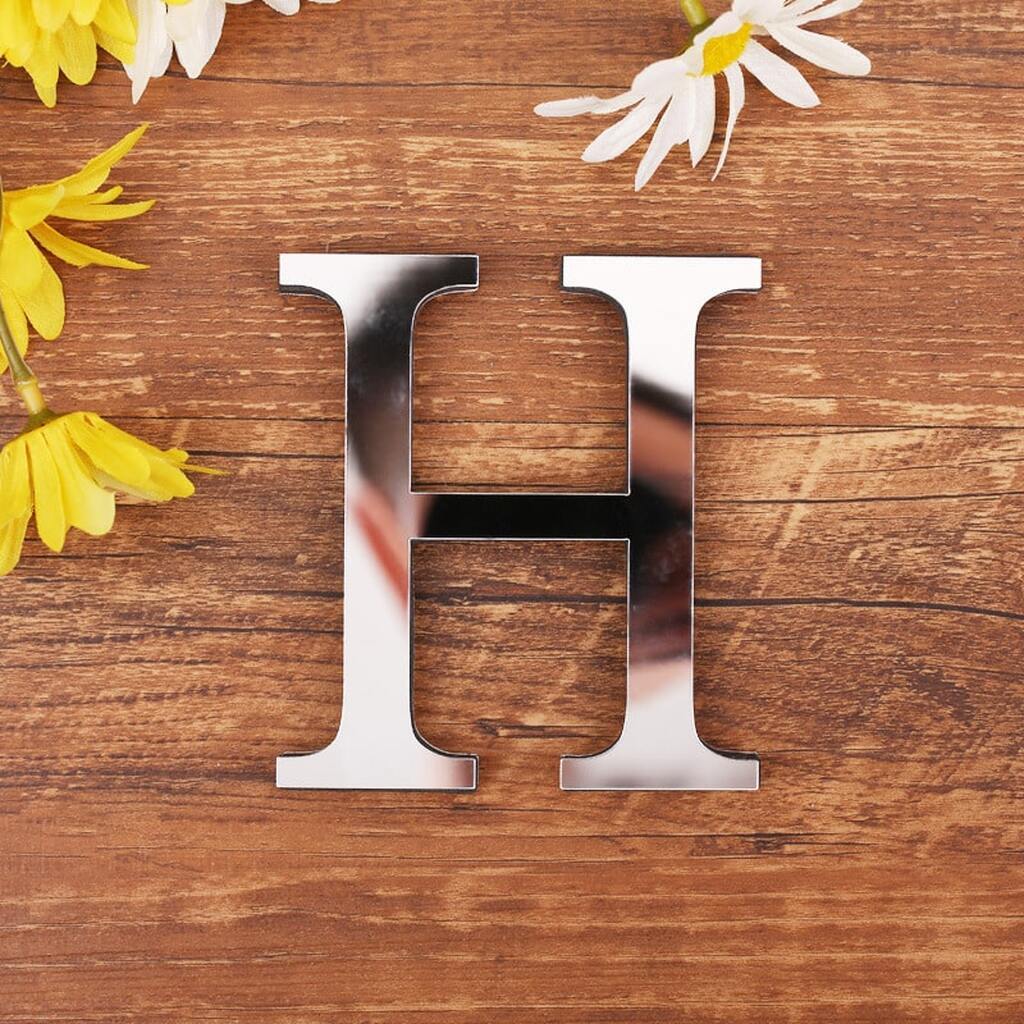 Spejl Bogstav Wallsticker. Unikke Dekorationer til Dit Hjem. Bogstav: H