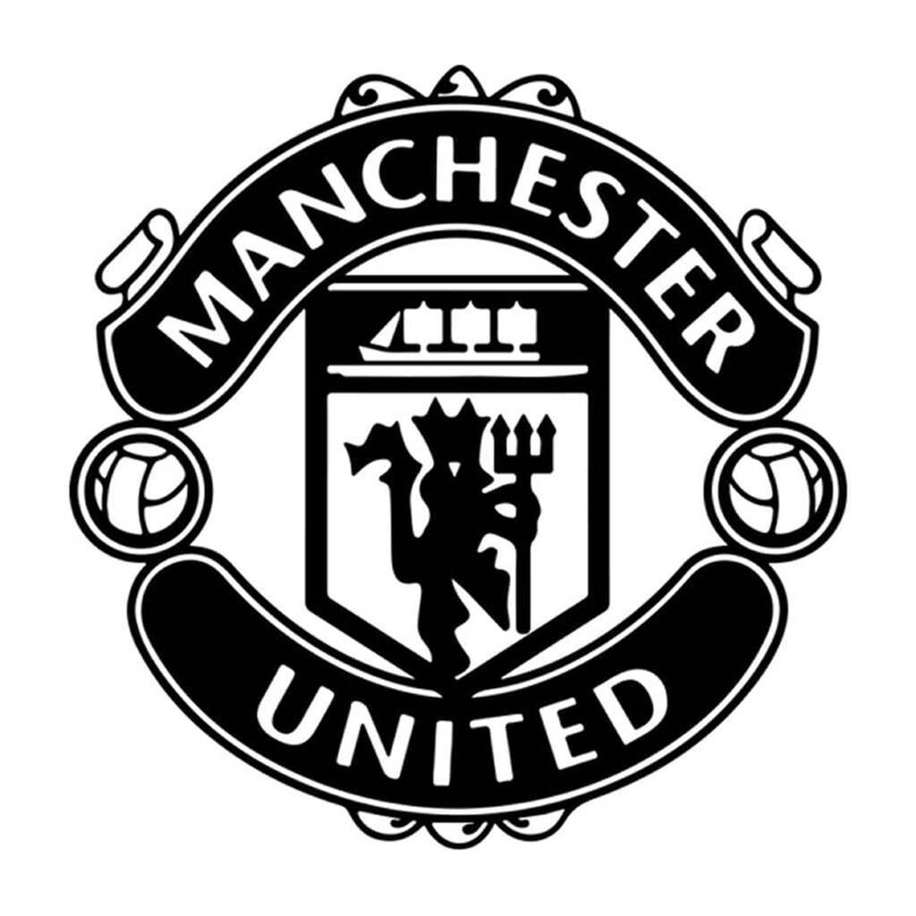 Stor Manchester United wallsticker. Flot Manchester United logo. Sort. 70x70cm