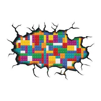 Hul i væggen wallsticker. Wallsticker med Legoklodser