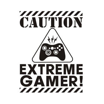 Sej Gamer wallsticker. Caution - Extreme Gamer! 54x42cm.